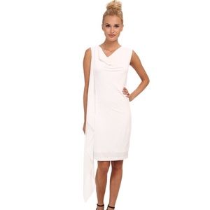 BCBG MAXAZRIA MALORY white cascade dress Size M